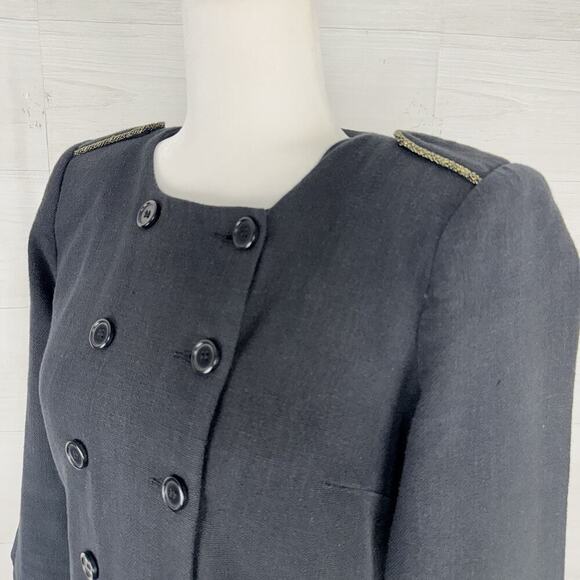 MAJE Double Breasted Coat Jacket Size 38 US M Military Black Preppy Academia - Picture 8 of 15